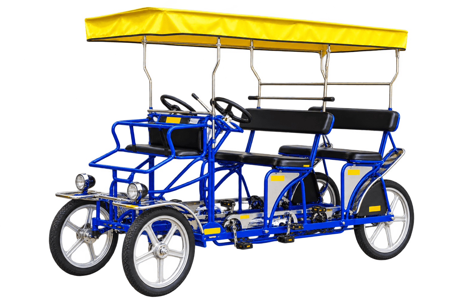 Large surrey with yellow canopy and two benches